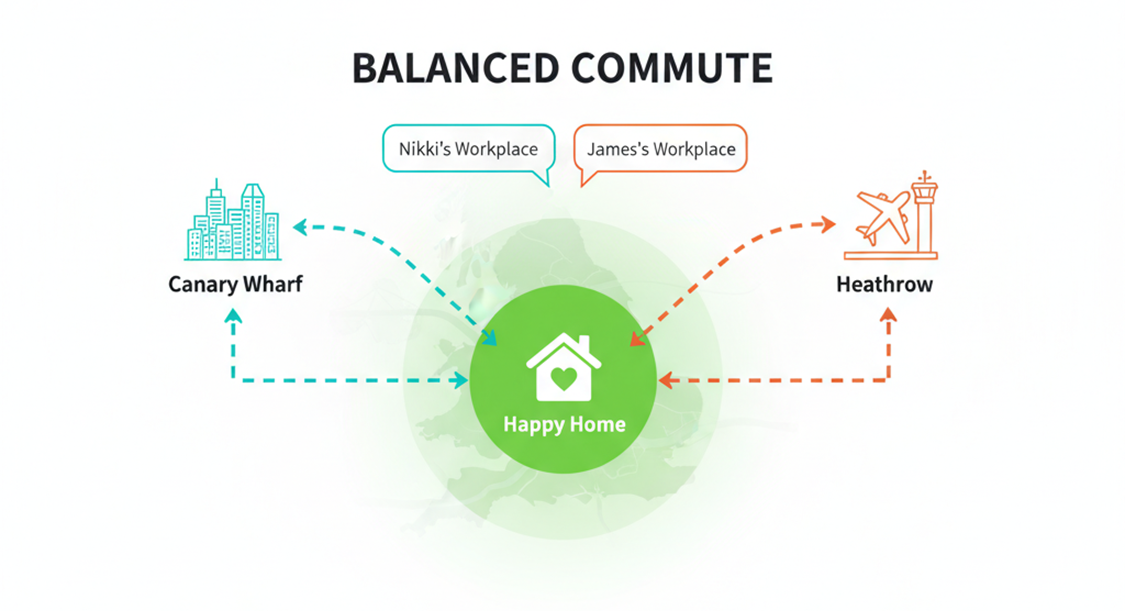 Balanced commute between Canary Wharf and Heathrow